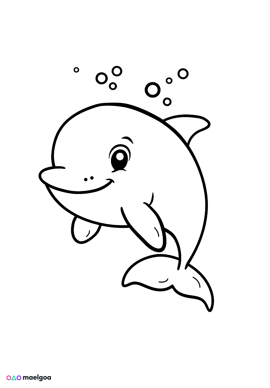 Image gratuite Coloriage dauphin mignon 2