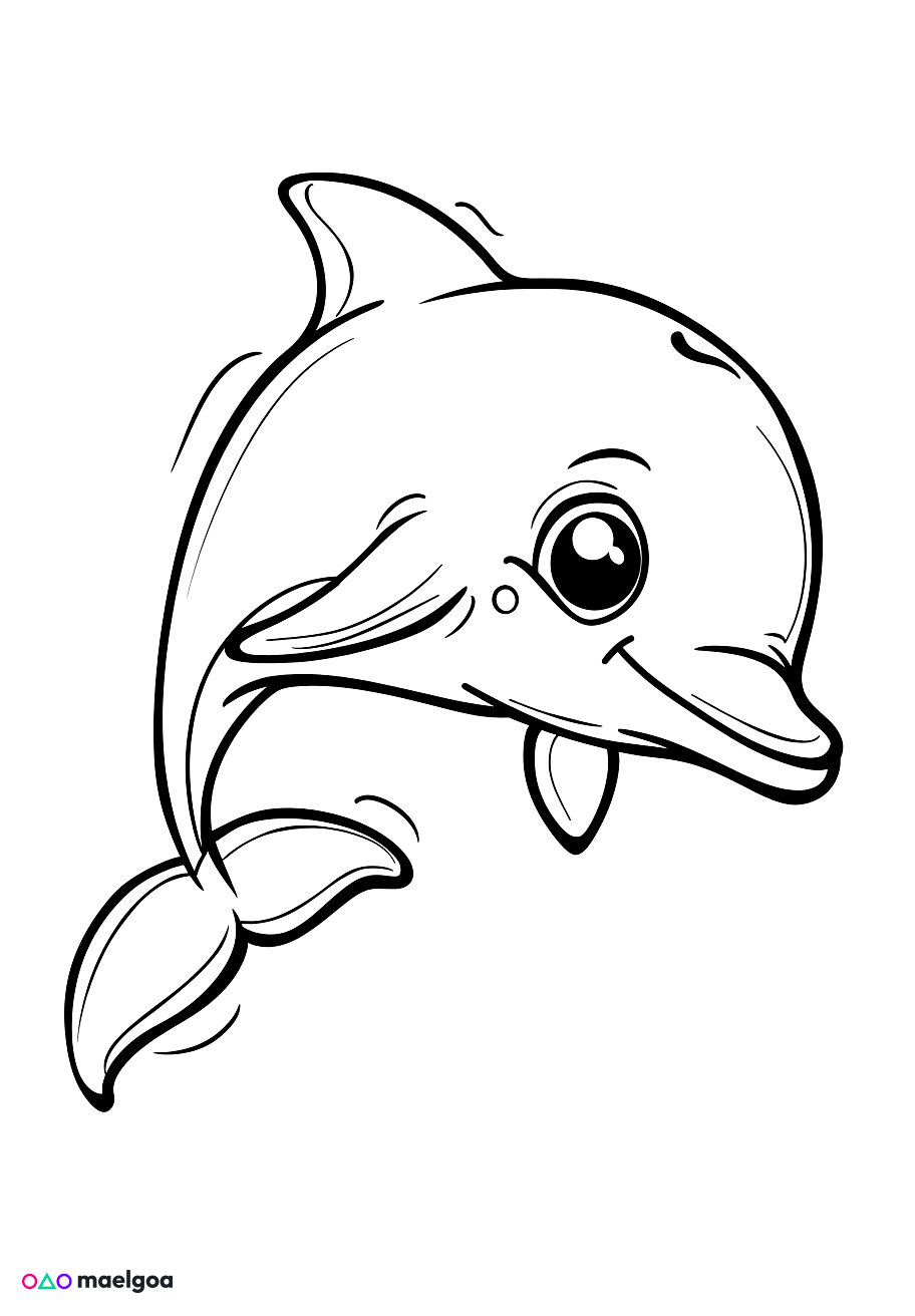 Image gratuite Coloriage dauphin mignon 4