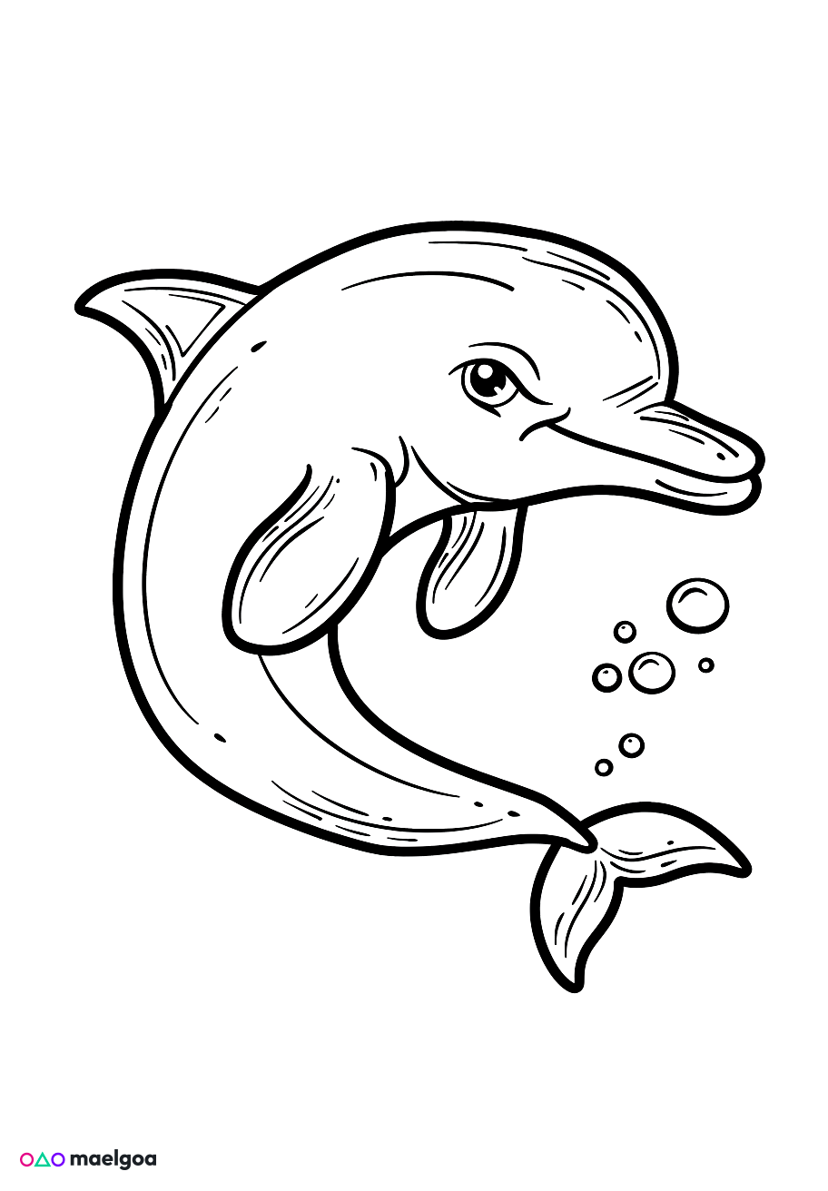 Image gratuite Coloriage dauphin mignon 5