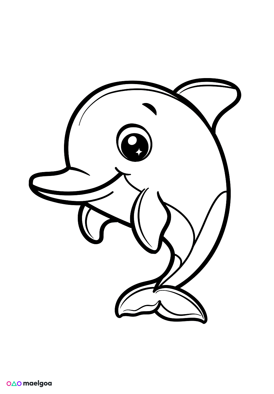 Image gratuite Coloriage dauphin mignon 6