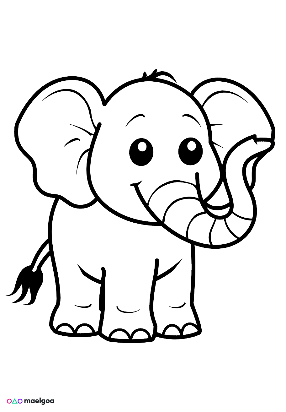 Image gratuite Coloriage éléphant 1