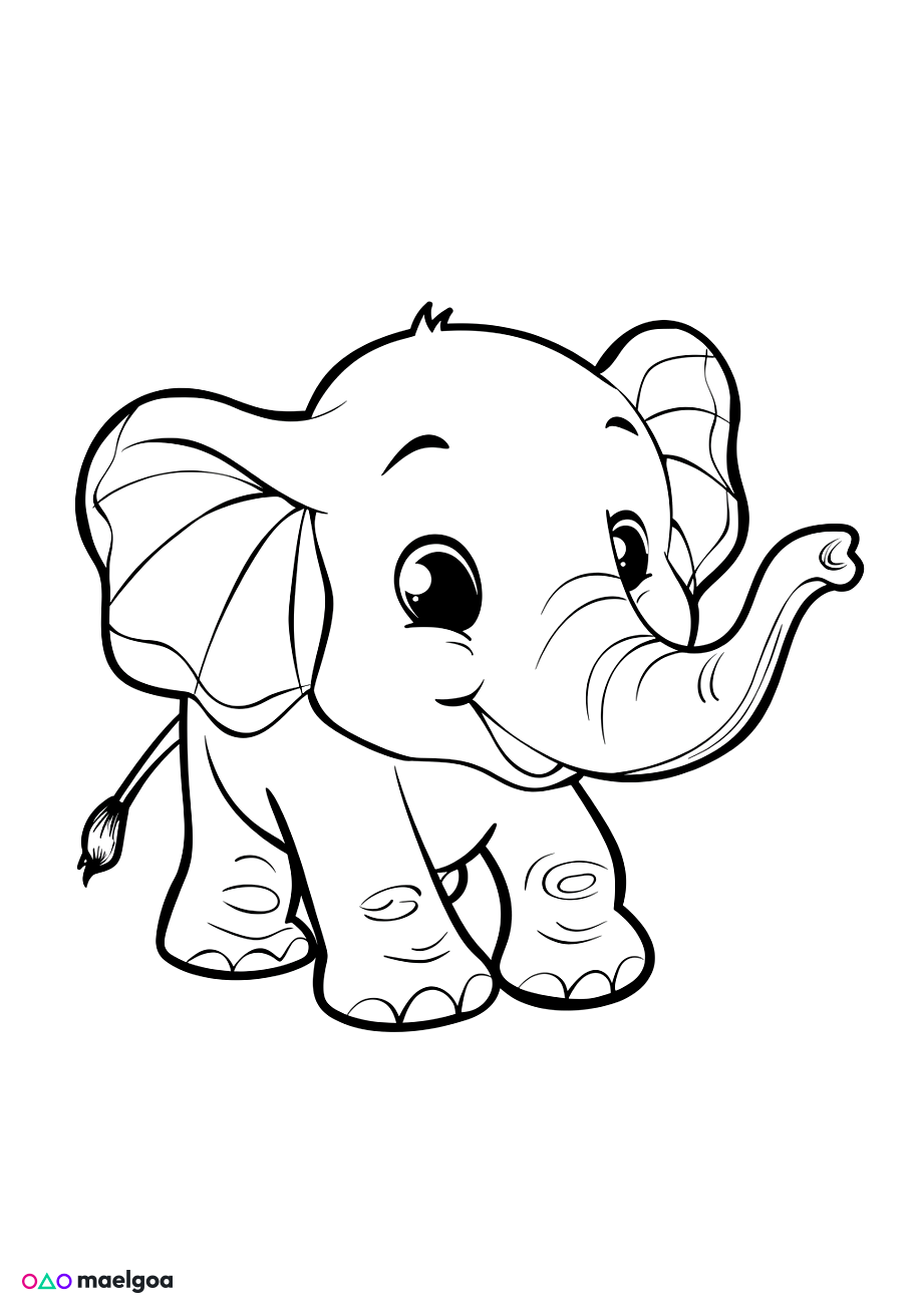 Image gratuite Coloriage éléphant 3
