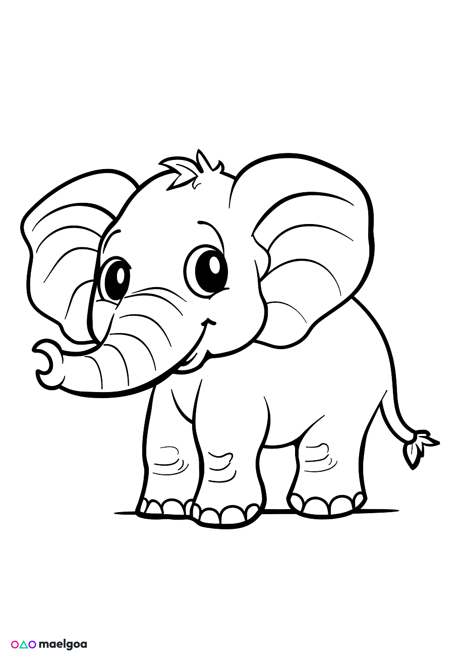 Image gratuite Coloriage éléphant 4