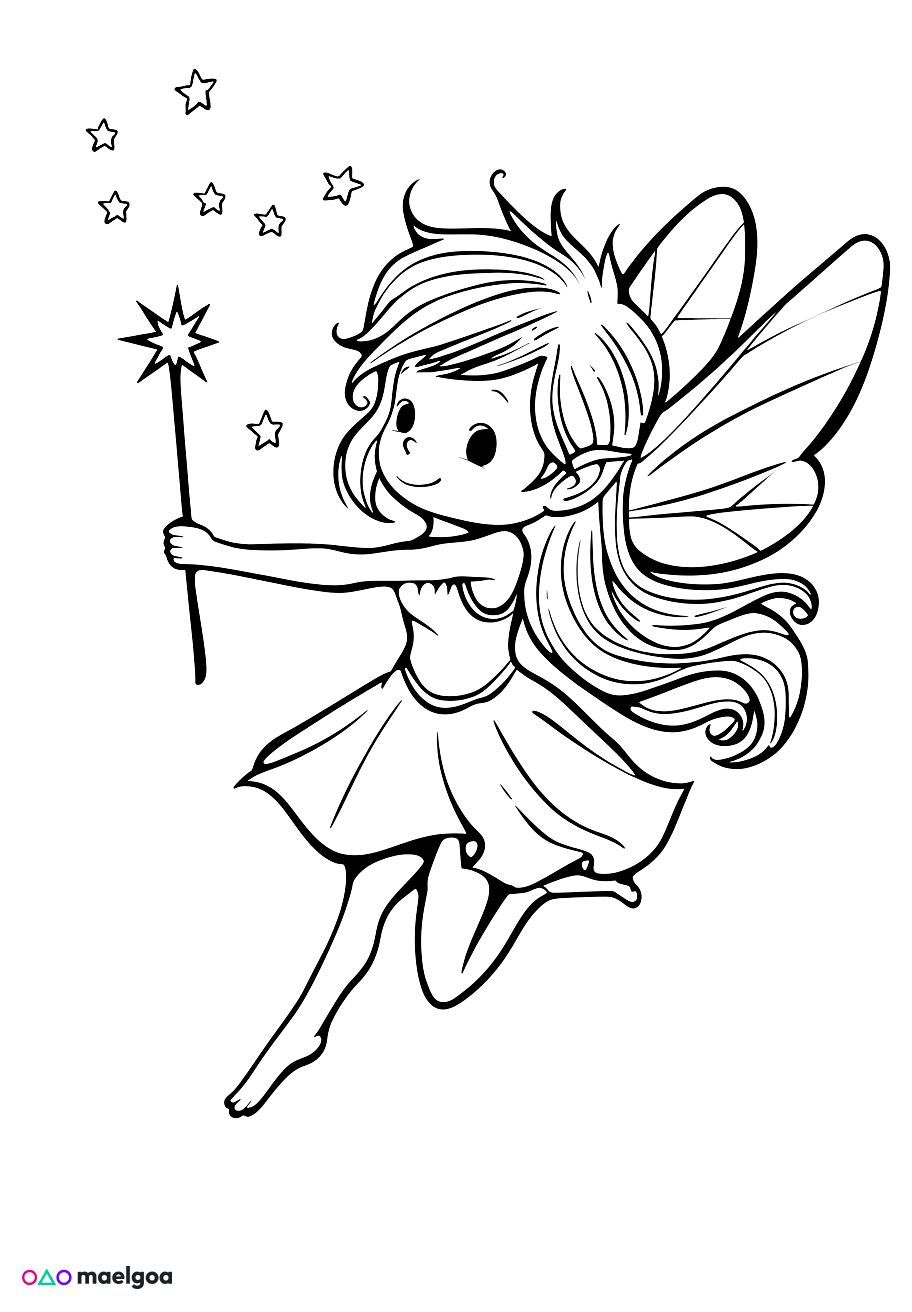 Image gratuite Coloriage fée baguette magique 1