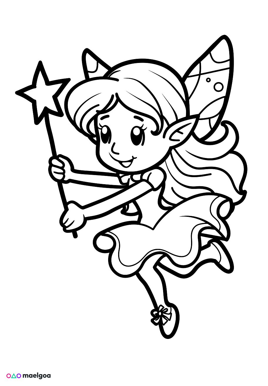 Image gratuite Coloriage fée baguette magique 2