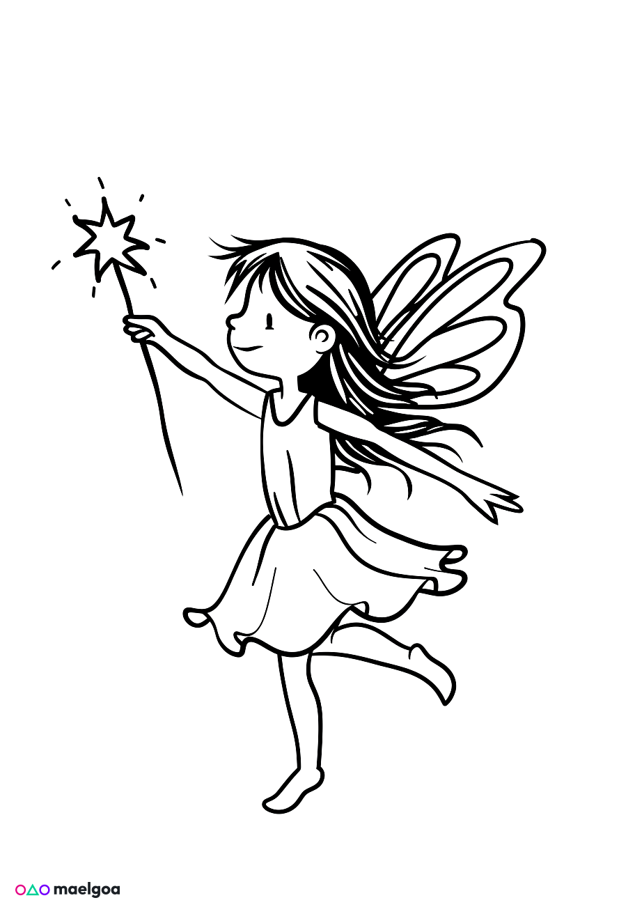 Image gratuite Coloriage fée baguette magique 3