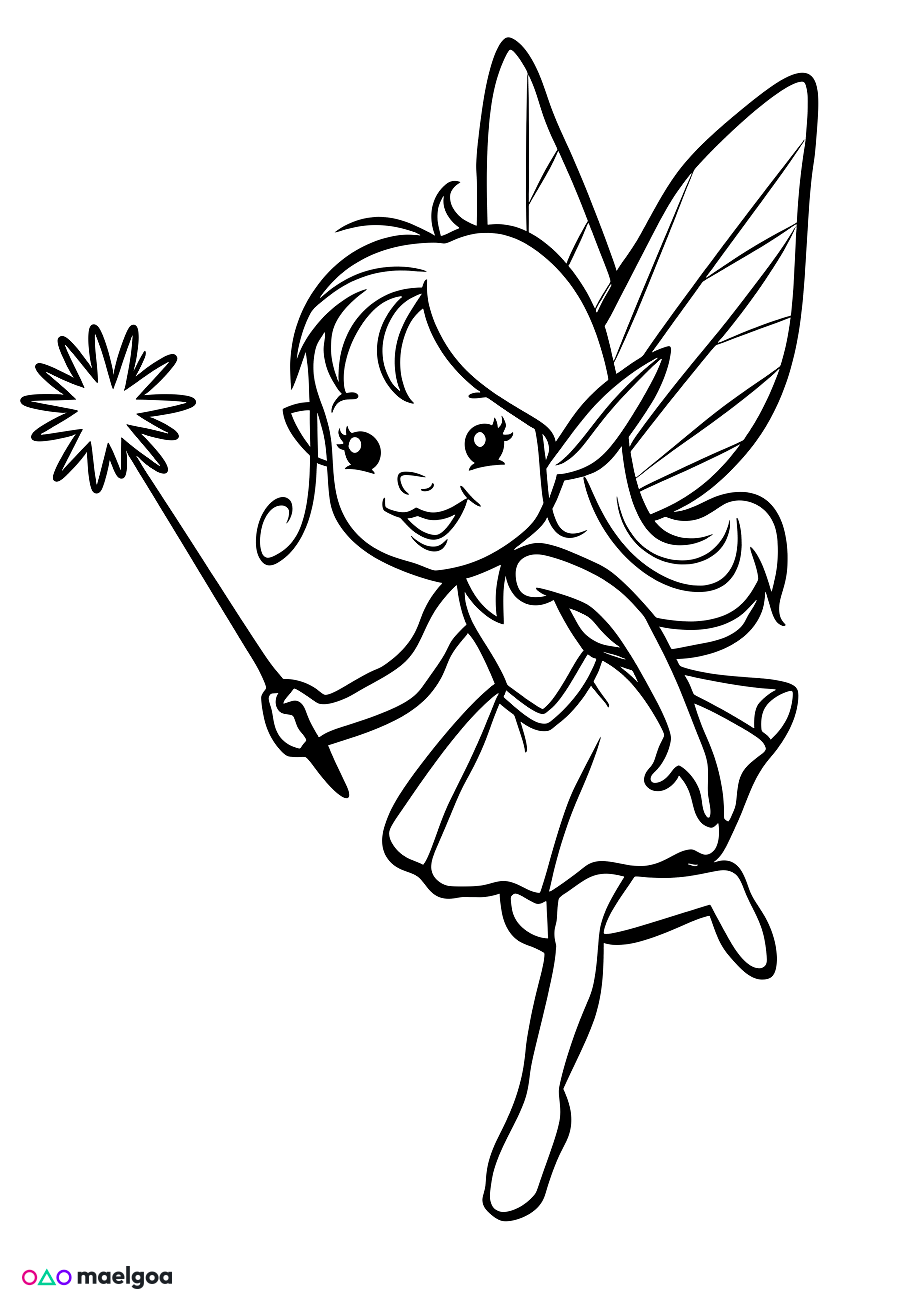 Image gratuite Coloriage fée baguette magique 4