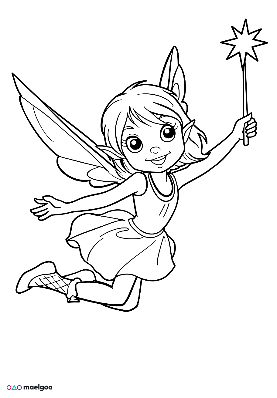 Image gratuite Coloriage fée baguette magique 5