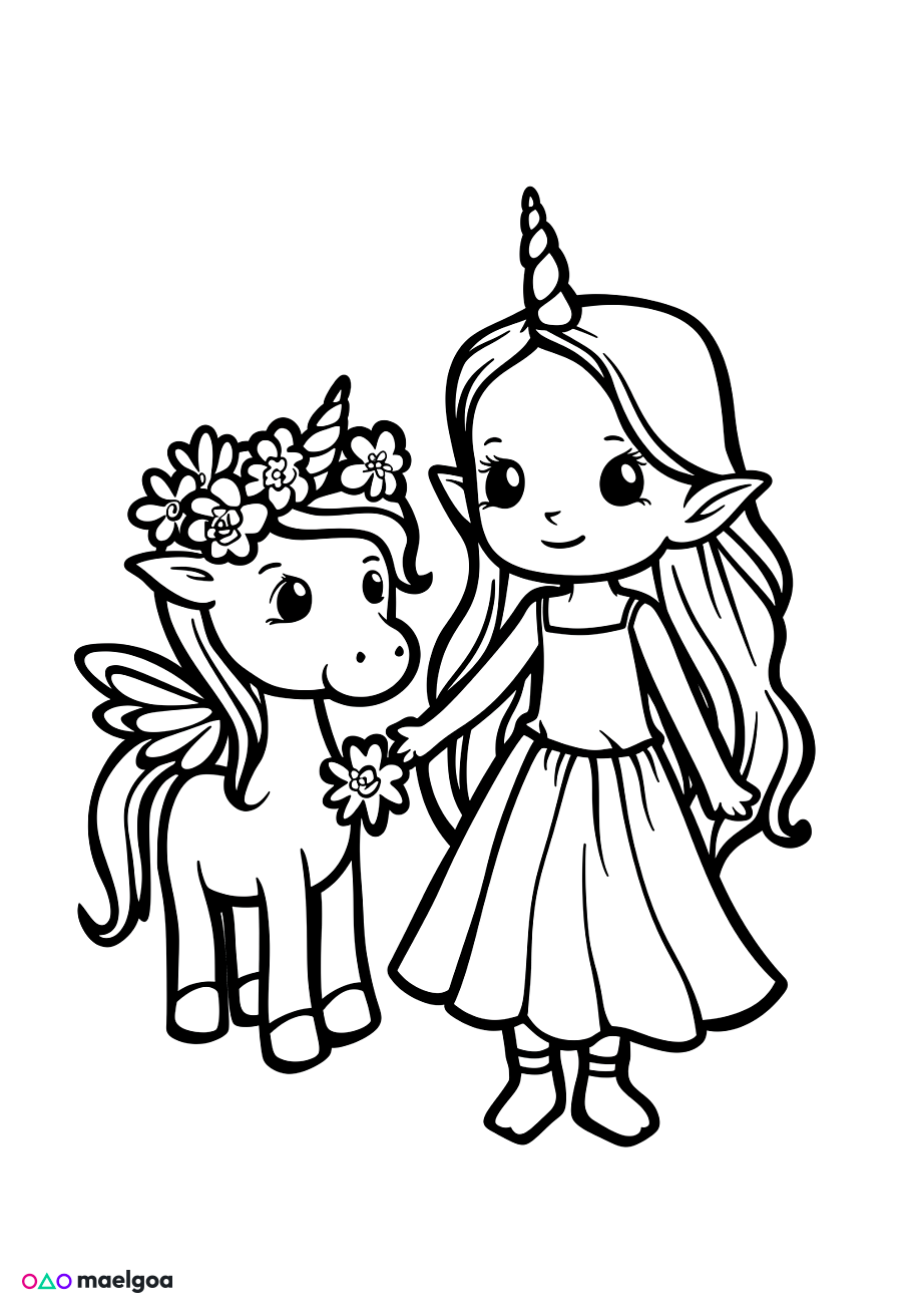Image gratuite Coloriage fée licorne 2