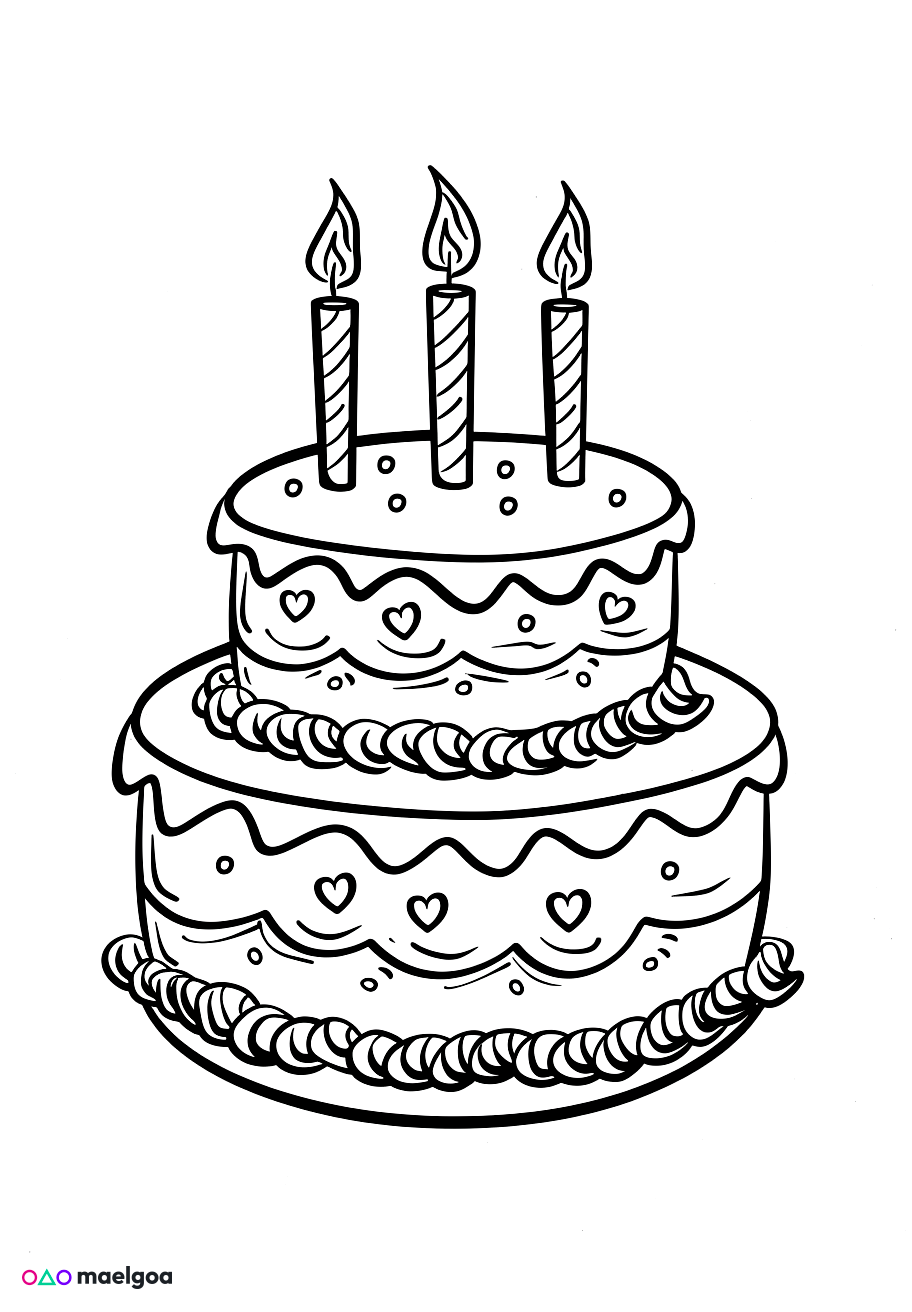 Image gratuite Coloriage gâteau d&rsquo;anniversaire 1