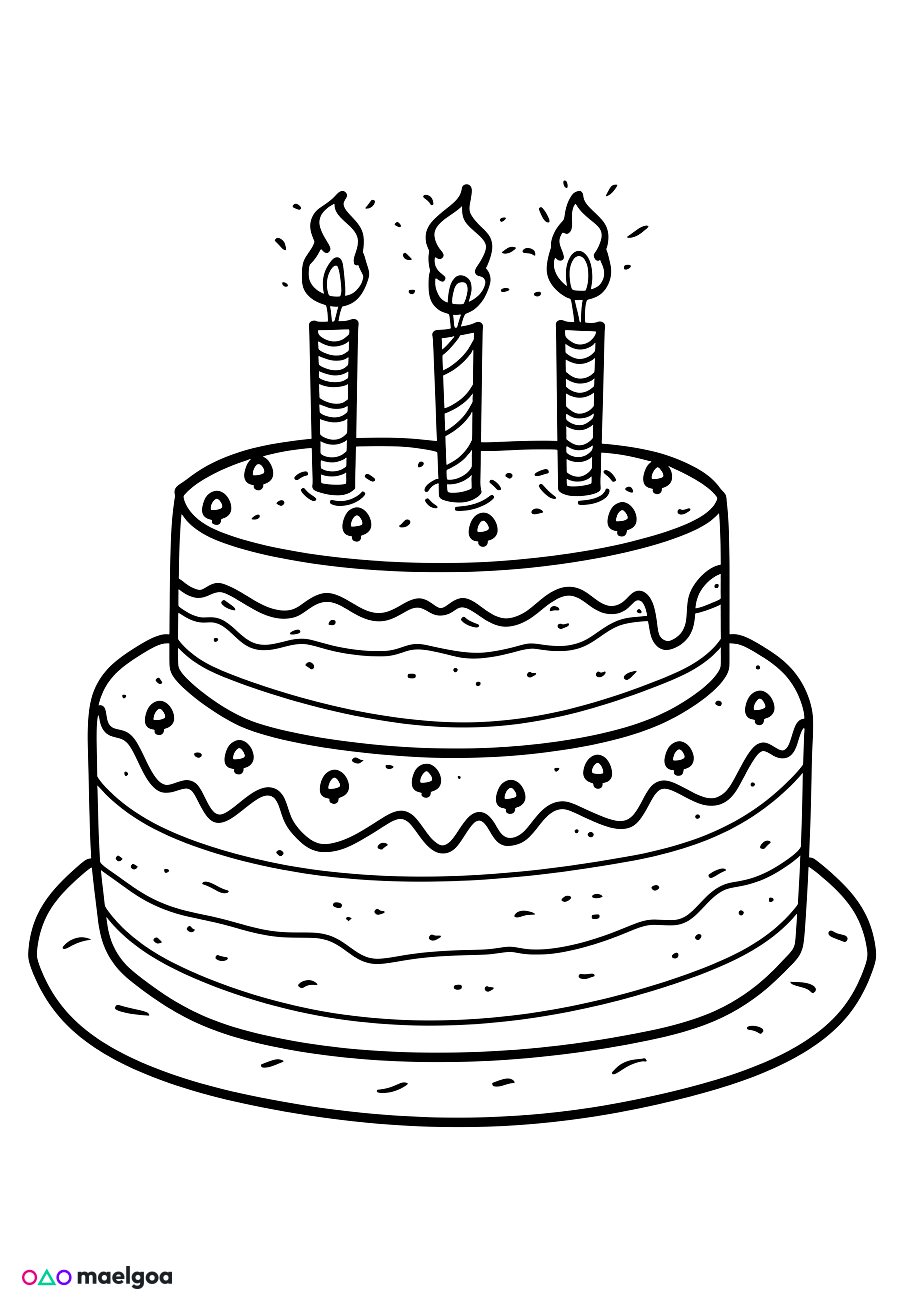 Image gratuite Coloriage gâteau d&rsquo;anniversaire 3