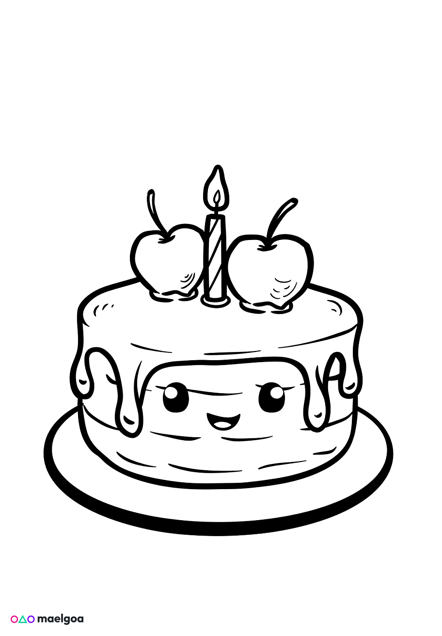 Image gratuite Coloriage gâteau d&rsquo;anniversaire 4