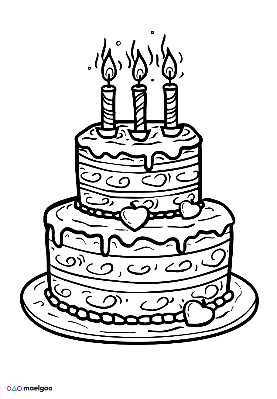 Image gratuite Coloriage gâteau d&rsquo;anniversaire 6