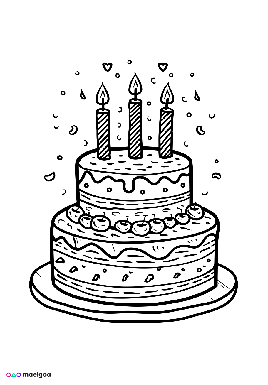 Image gratuite Coloriage gâteau d&rsquo;anniversaire 7