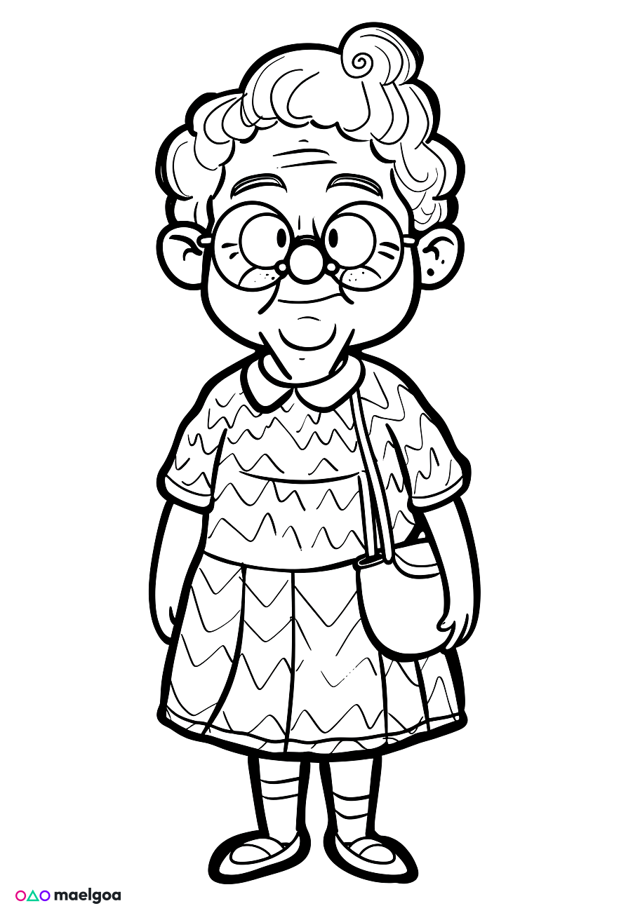 Image gratuite Coloriage grand-mère 1