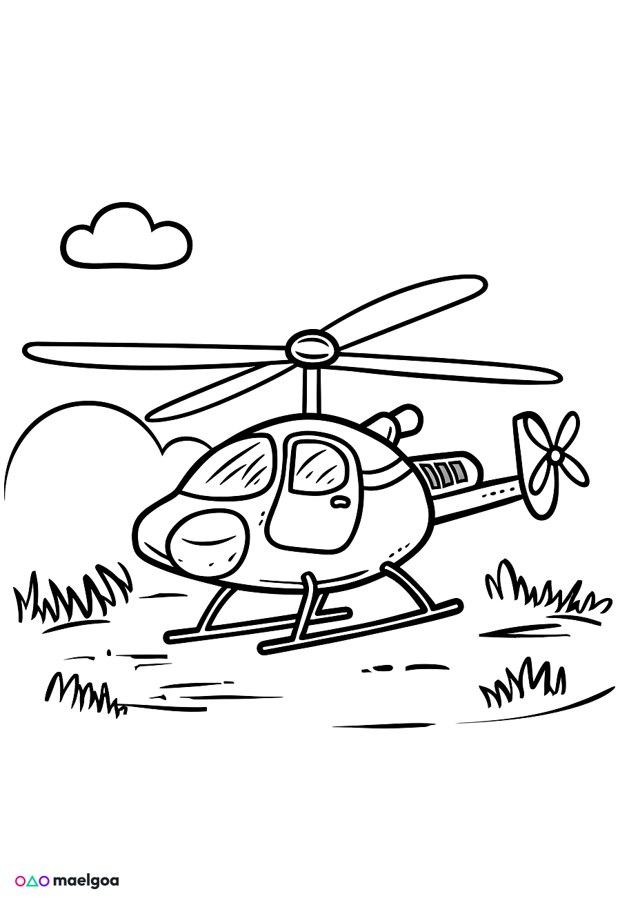 Image gratuite Coloriage hélicoptère 3