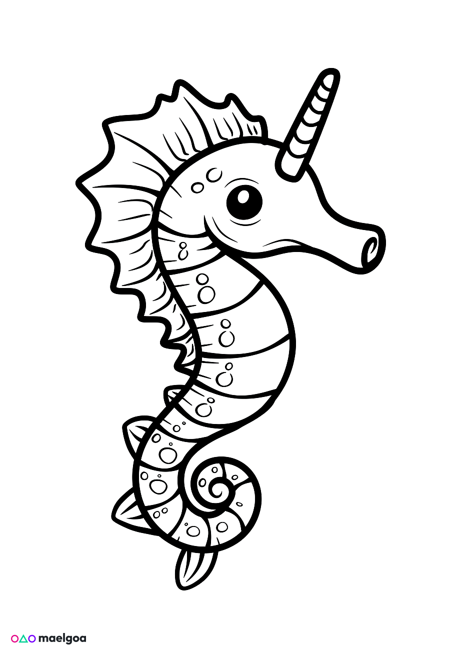Image gratuite Coloriage hippocampe 1