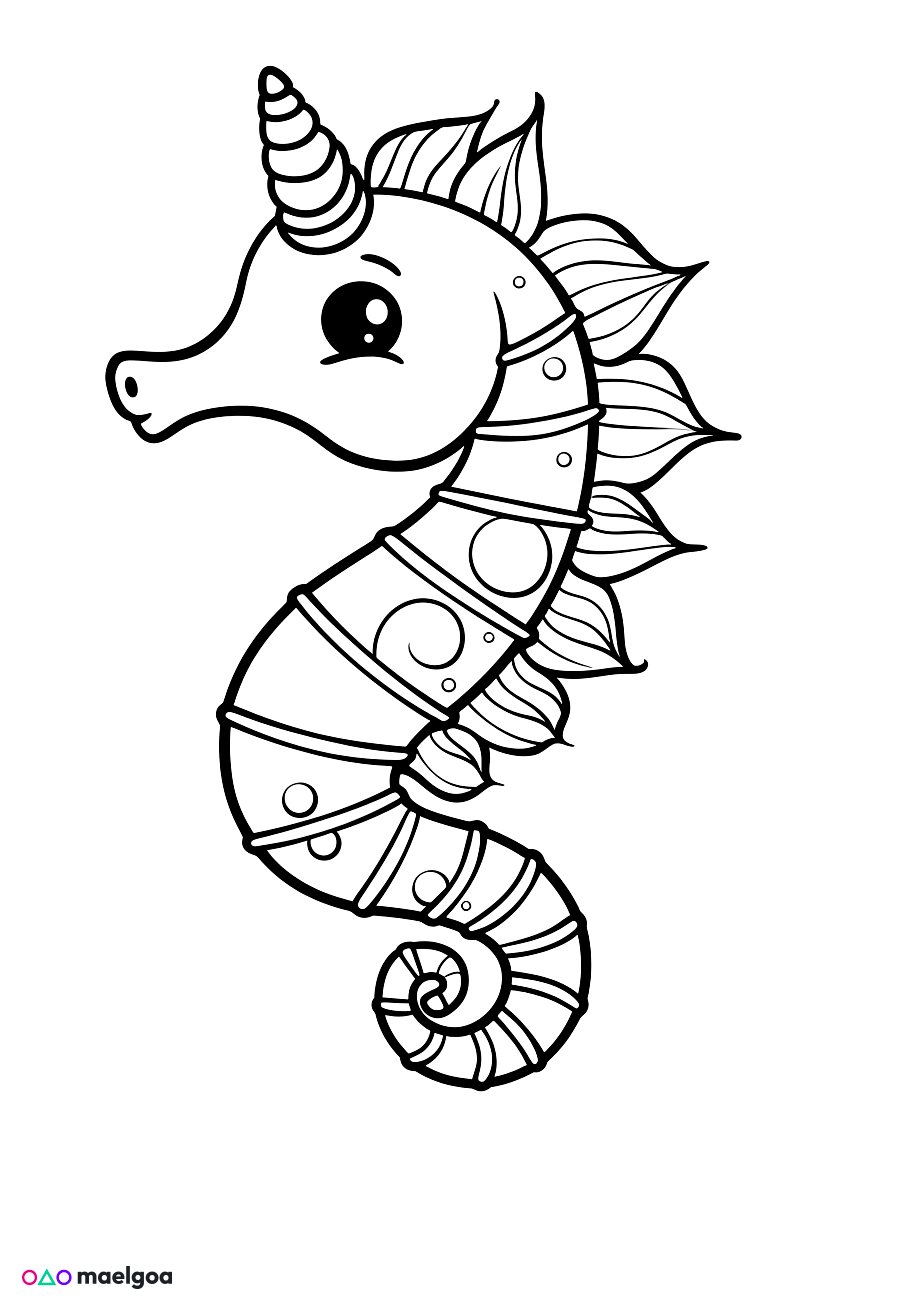 Image gratuite Coloriage hippocampe 2