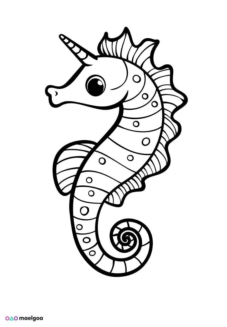Image gratuite Coloriage hippocampe 6