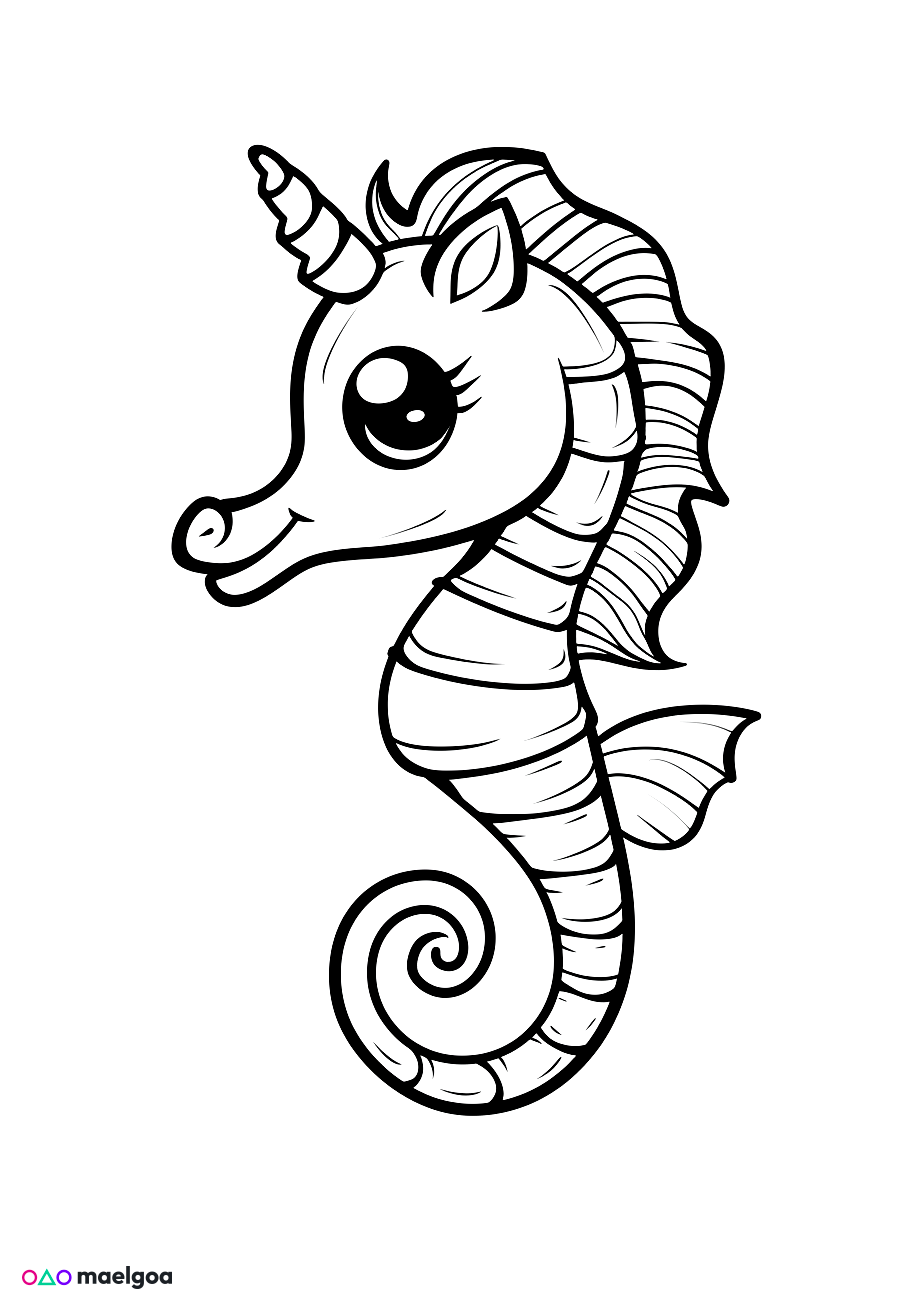 Image gratuite Coloriage hippocampe 7