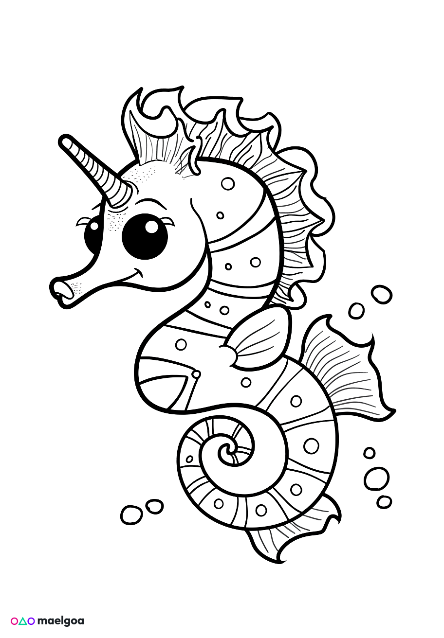 Image gratuite Coloriage hippocampe 8