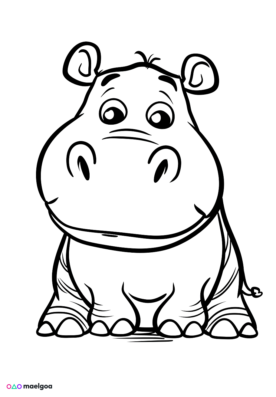 Image gratuite Coloriage hippopotame 1