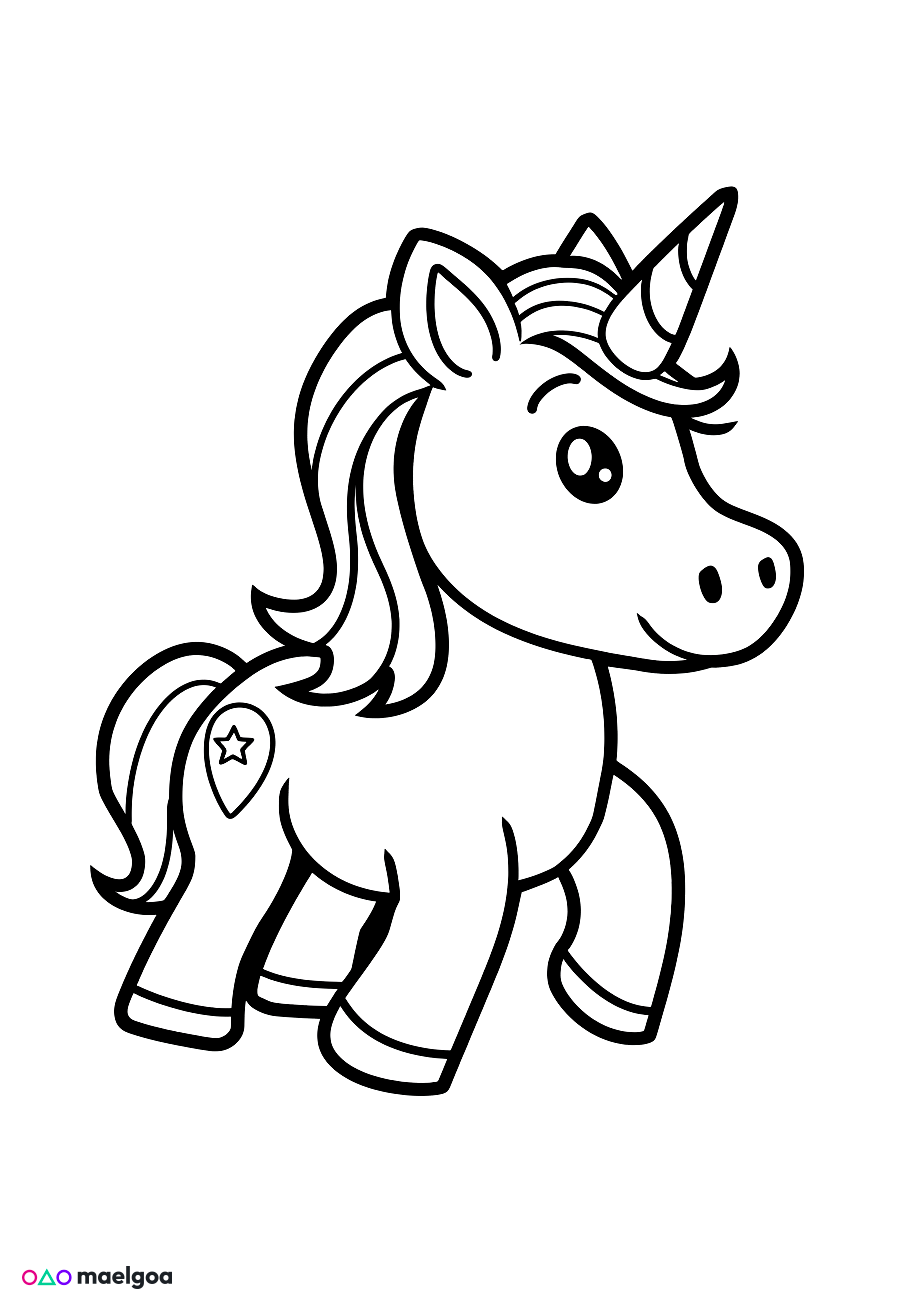Image gratuite Coloriage licorne mignonne 1