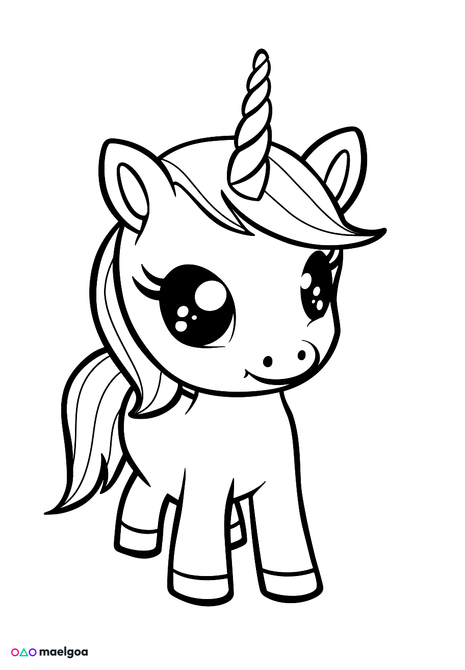 Image gratuite Coloriage licorne mignonne 2