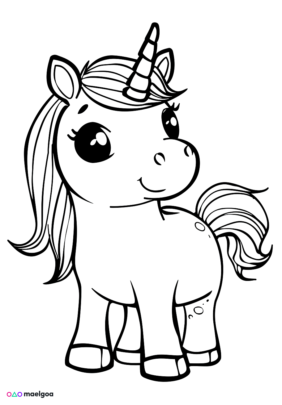 Image gratuite Coloriage licorne mignonne 3