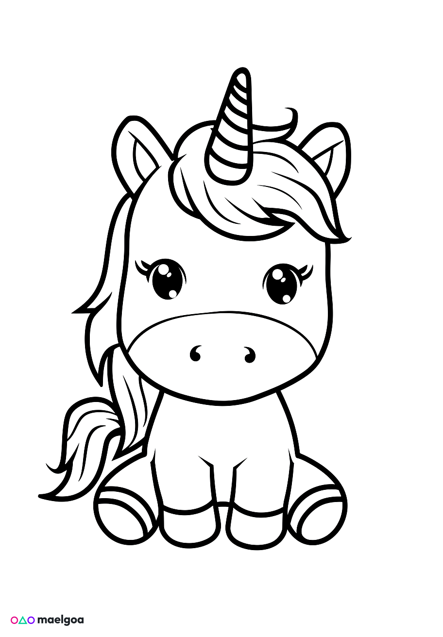 Image gratuite Coloriage licorne mignonne 4