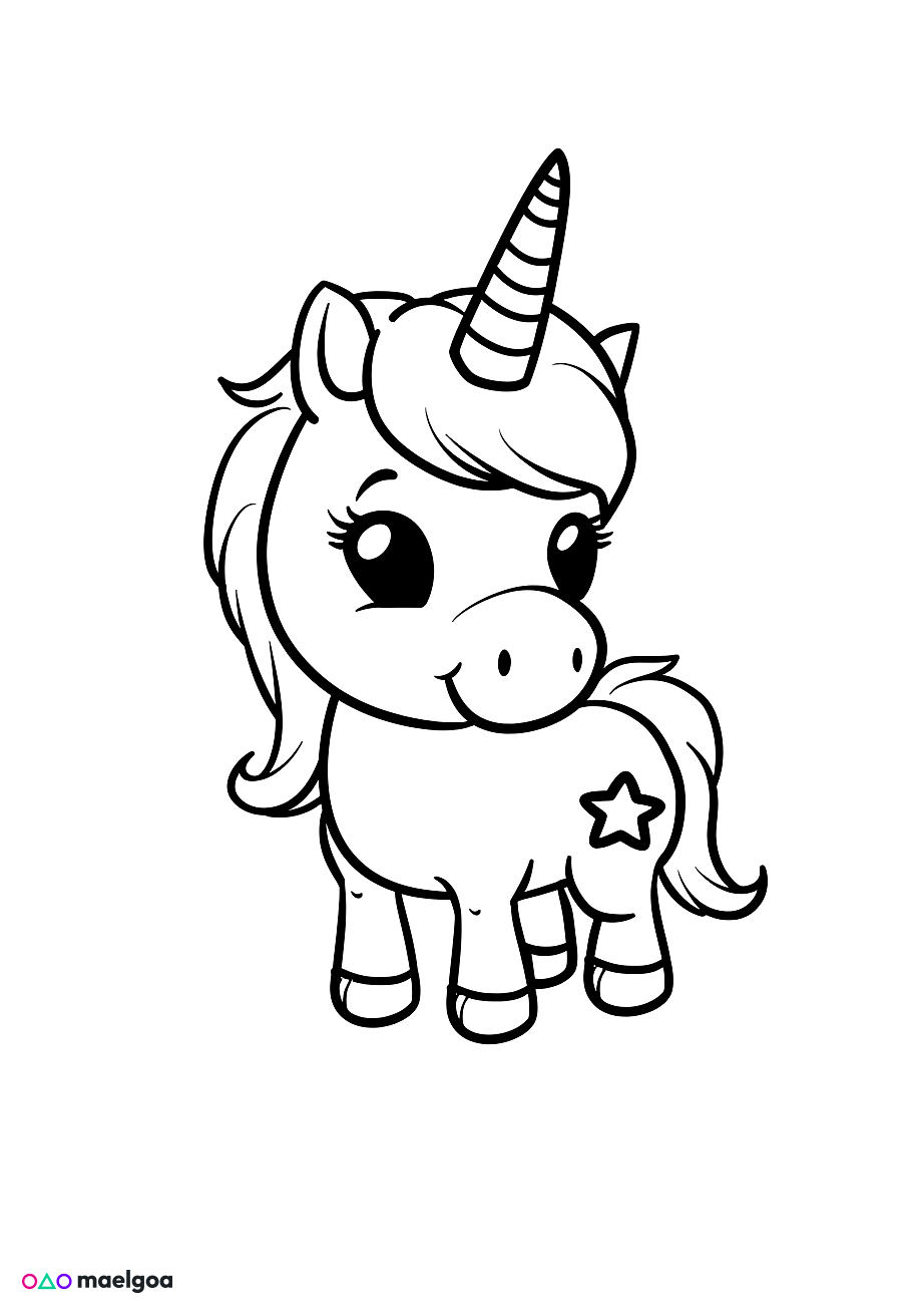 Image gratuite Coloriage licorne mignonne 6