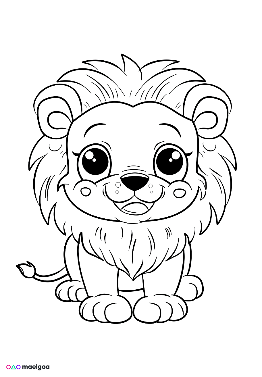 Image gratuite Coloriage lion mignon 1