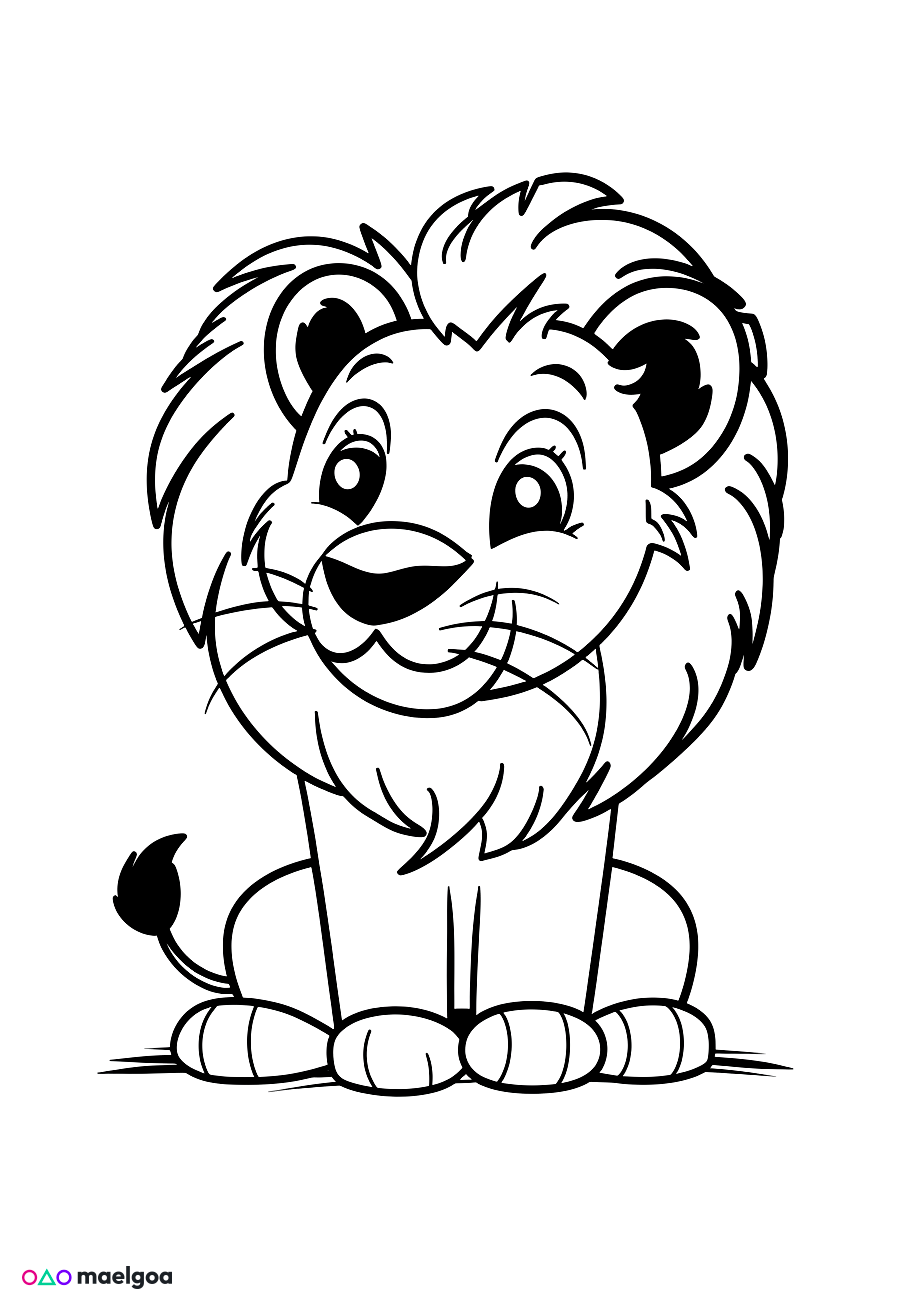 Image gratuite Coloriage lion mignon 2