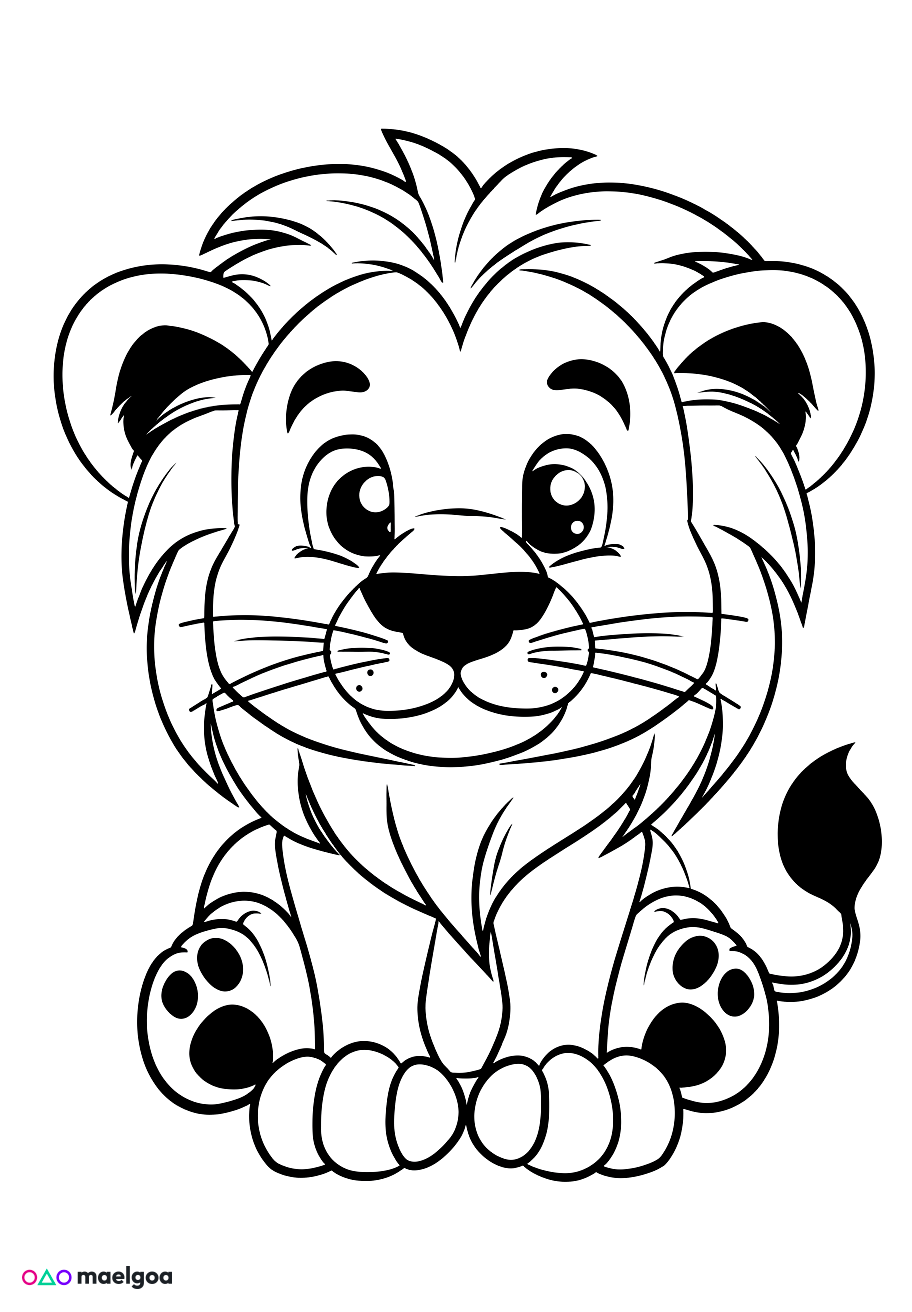 Image gratuite Coloriage lion mignon 3