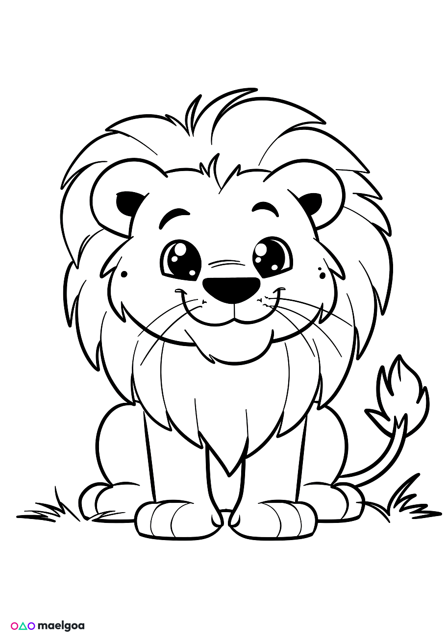 Image gratuite Coloriage lion mignon 5
