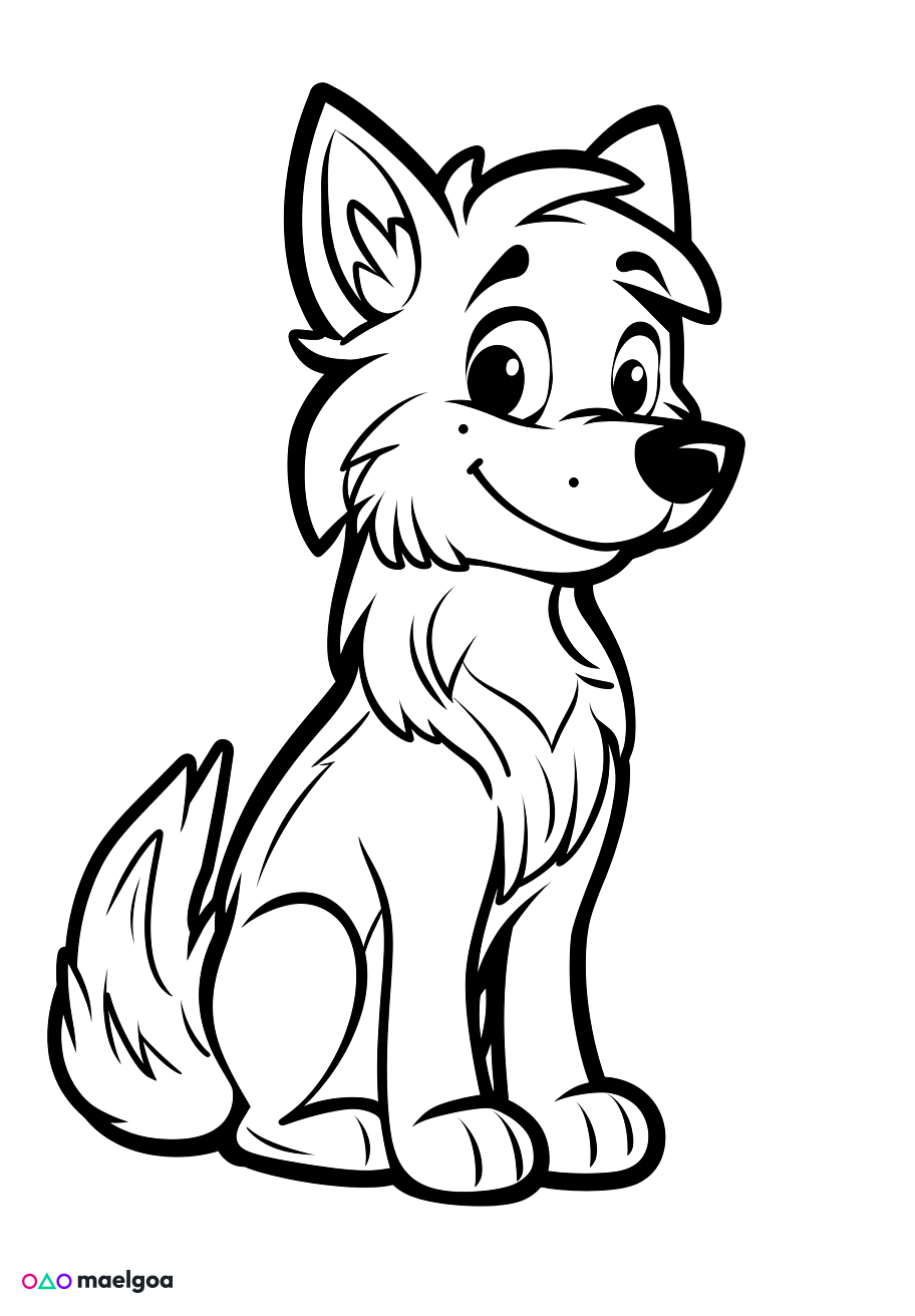 Image gratuite Coloriage loup 1