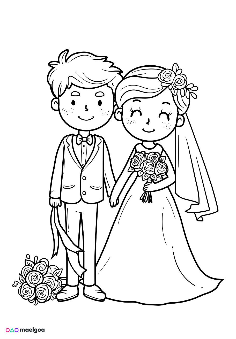 Image gratuite Coloriage mariage 1
