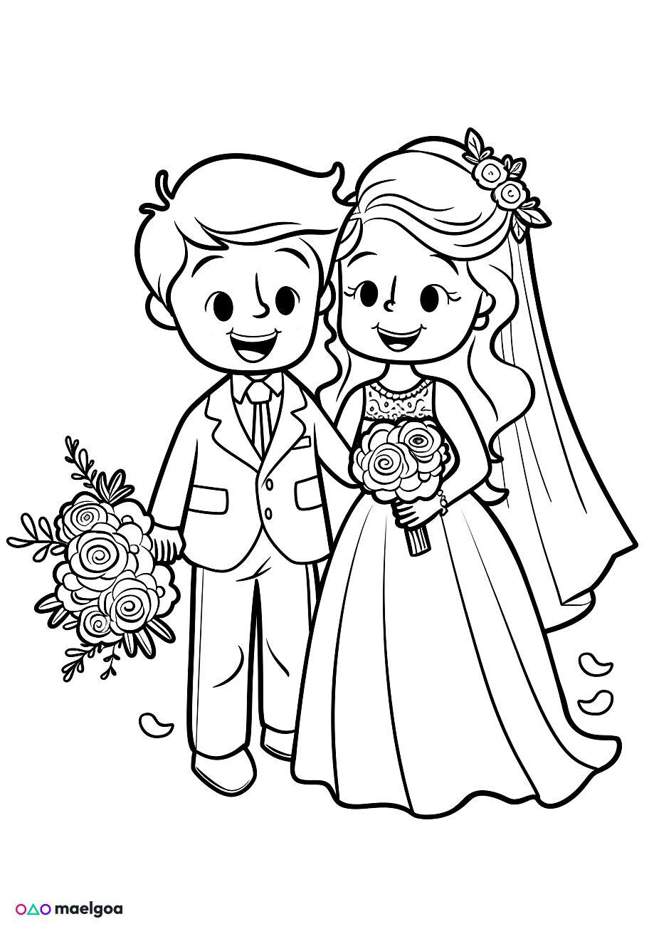 Image gratuite Coloriage mariage 2