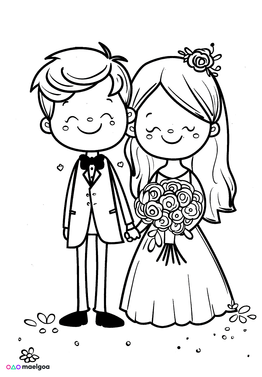 Image gratuite Coloriage mariage 3