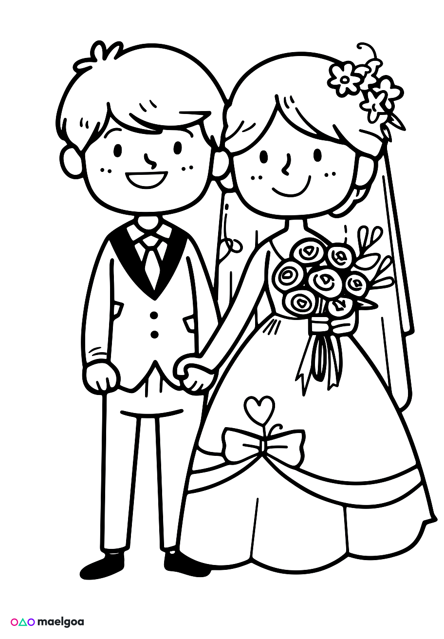 Image gratuite Coloriage mariage 4
