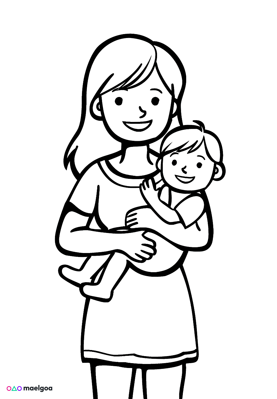 Image gratuite Coloriage mère 1