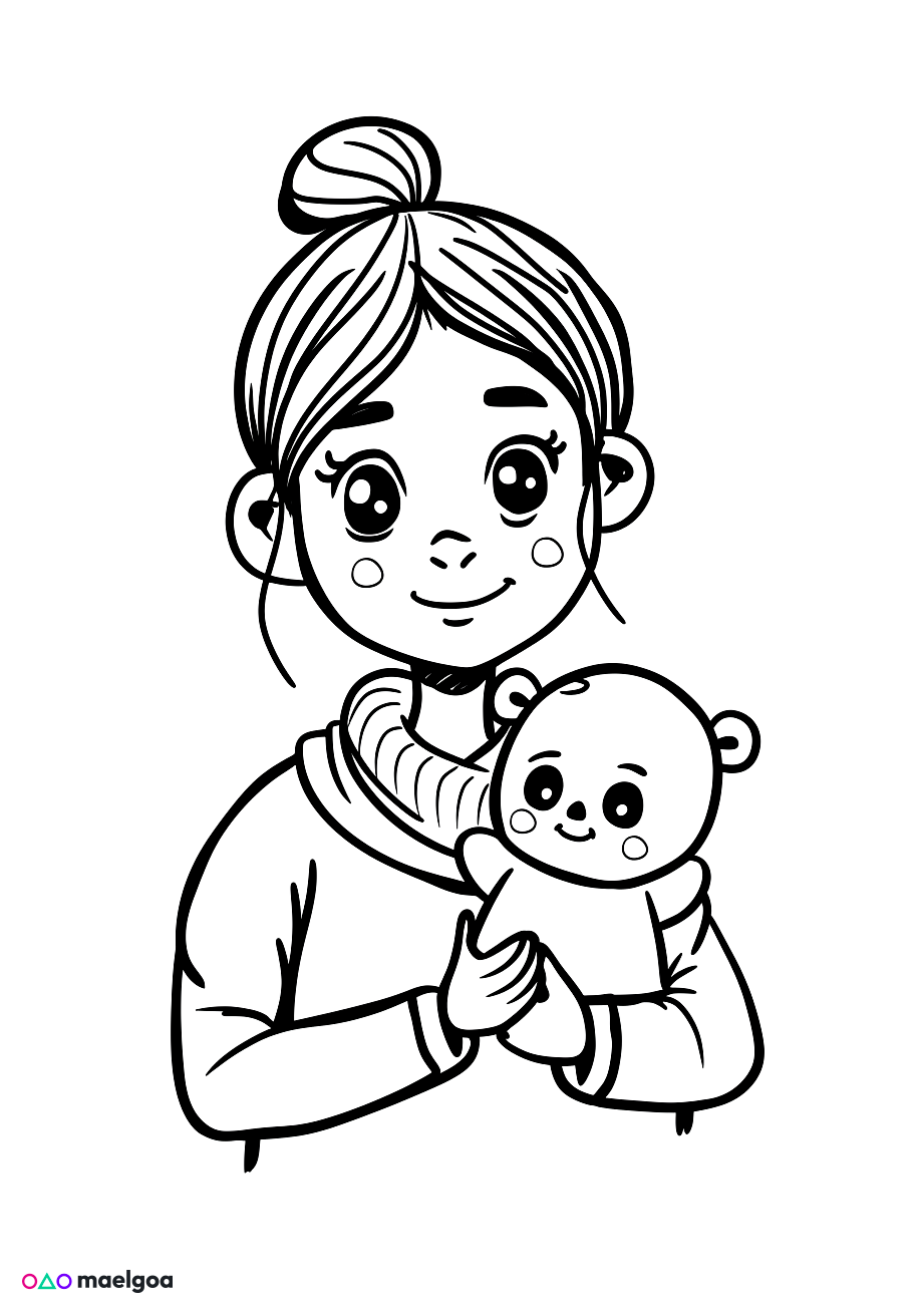 Image gratuite Coloriage mère 3