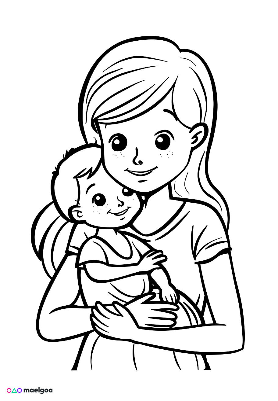 Image gratuite Coloriage mère 4