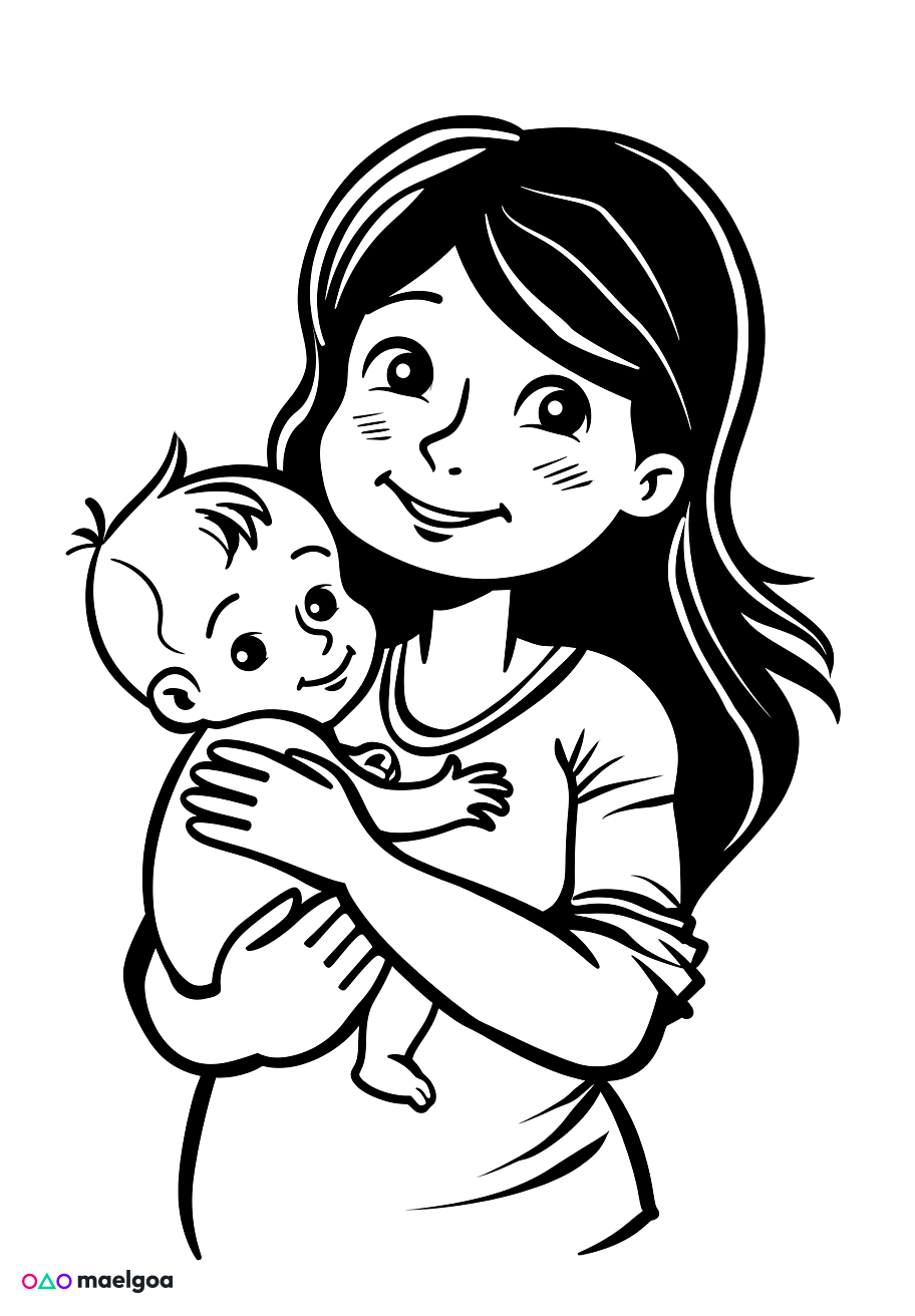 Image gratuite Coloriage mère 5