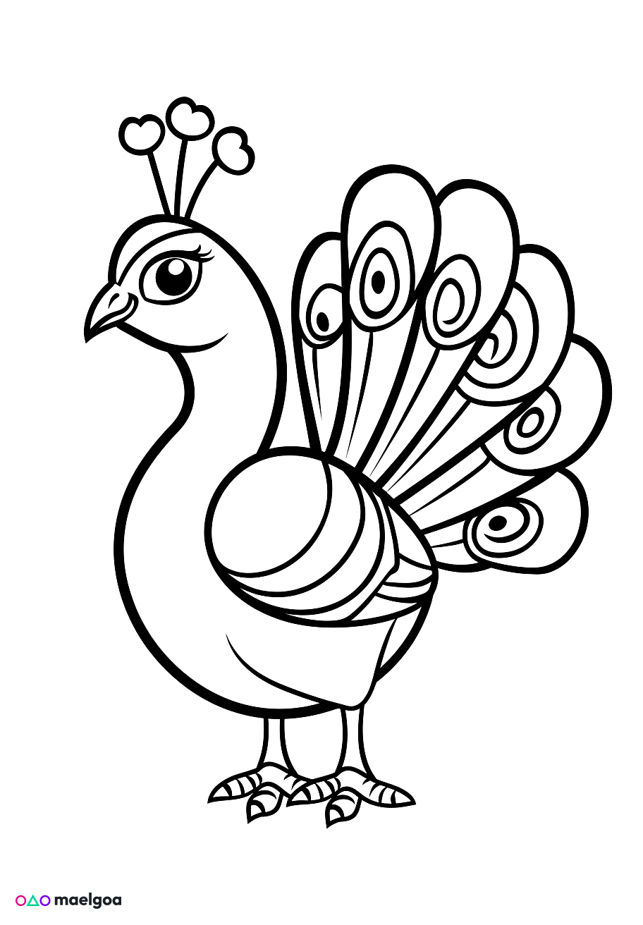 Image gratuite Coloriage paon 2