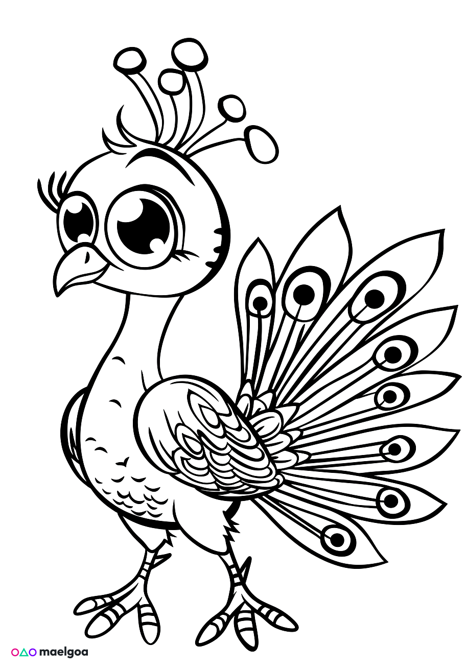 Image gratuite Coloriage paon 3