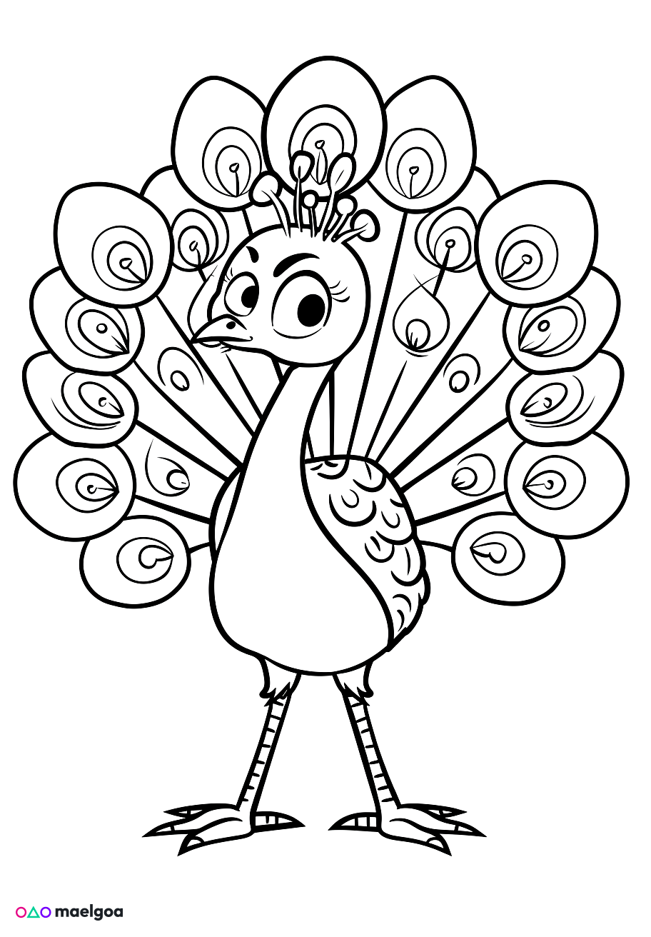 Image gratuite Coloriage paon 5