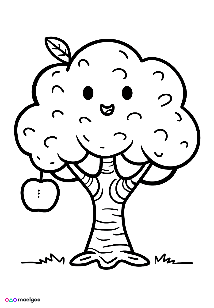 Image gratuite Coloriage pommier 1