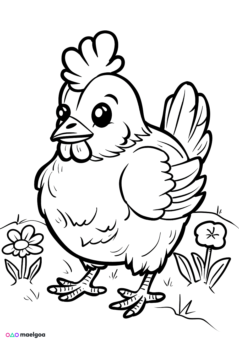 Image gratuite Coloriage poule 2