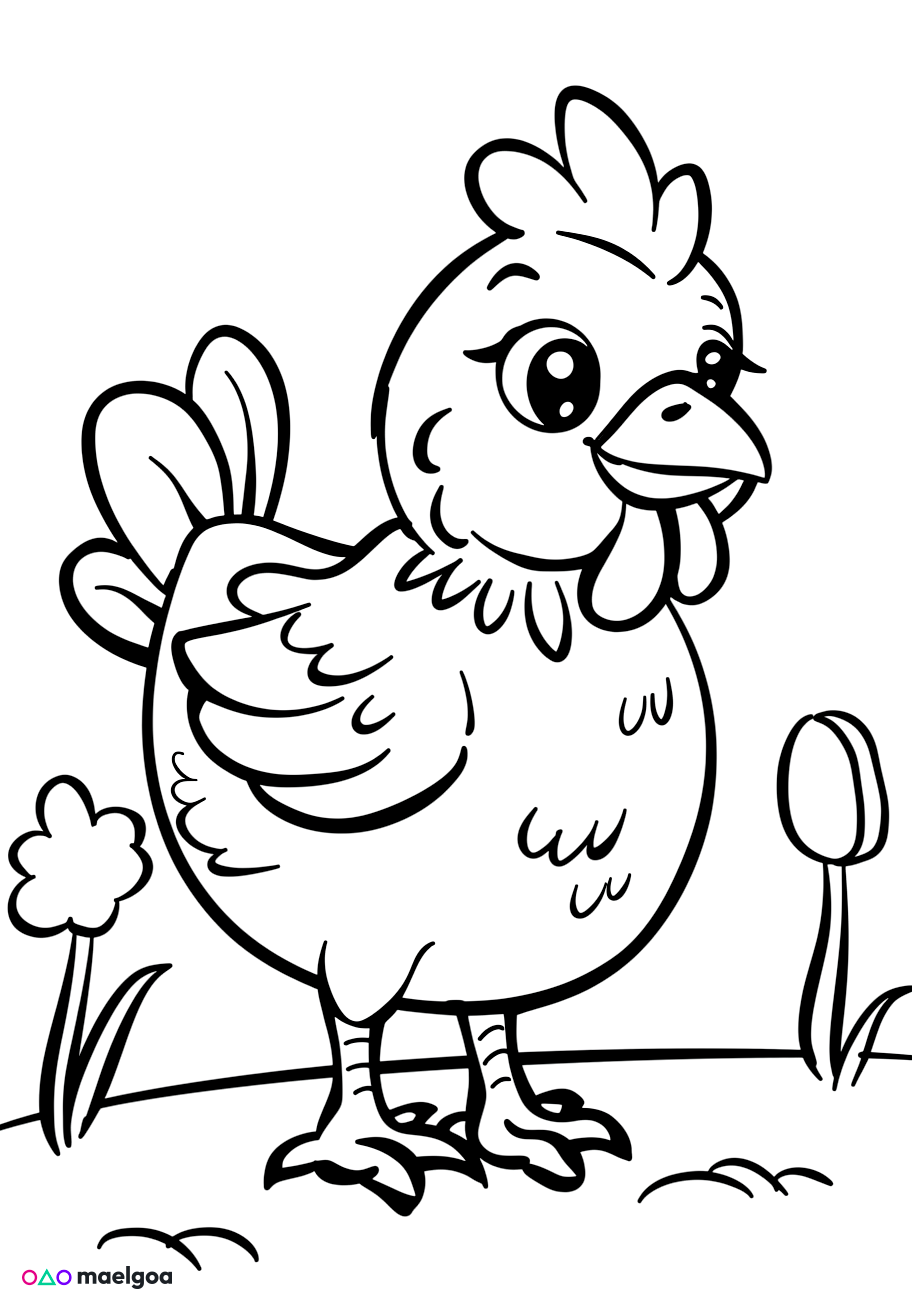 Image gratuite Coloriage poule 4
